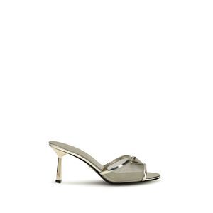 Prada Silver Calf Leather Bos Taurus Stiletto Heel Women's Sandals